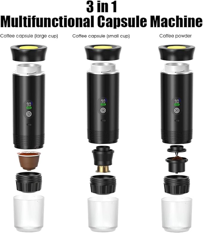 Automatic Espresso Maker – Dual Hot & Cold Brew – 20 BAR Pressure – Compact Portable Coffee Machine with Rapid Heating – Built-In Transparent Cup – Travel-Friendly Design