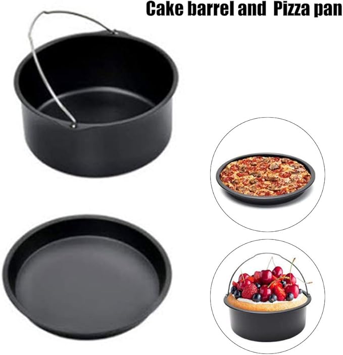 2pcs/set Universal Air Fryer Accessory set Steel Pizza Pan Baking Cake Barrel For Gourmia