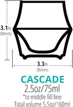 KRUVE CASCADE Porcelain Coffee Cups, 2.5oz Double-Walled Espresso Cups, Sensory Espresso Coffee Mug Set for Heat Retention, Black Porcelain Drinking Glasses with Enhanced Aroma, Elegant Cup Design