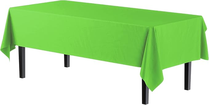Exquisite 12-Pack Premium Plastic Tablecloth 54in. x 108in. Rectangle Table Cover - Lime Green