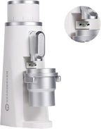 STARSEEKER EDGE Plasma Electric Coffee Grinder Aluminum Automatic Coffee Bean Grinder for French Press Drip Coffee and Espresso Removable Fineness Adjustment Magnetic Suction Port with Cup (White)