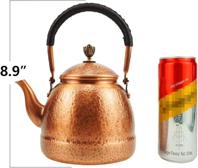 Funmaker Handmade Solid Copper Tea Pot Kettle Stovetop Teapot Thick Hammered Copper Tea Pot Kettle Stovetop Teapot Made for gasstove tops pure copper kettle (Type 8-1500ml)