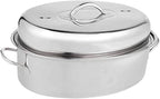 16in Fish Poacher Cooking Pot with Lid Portable Handle Multiuse Baking Tray for Seafood And Eggs, B