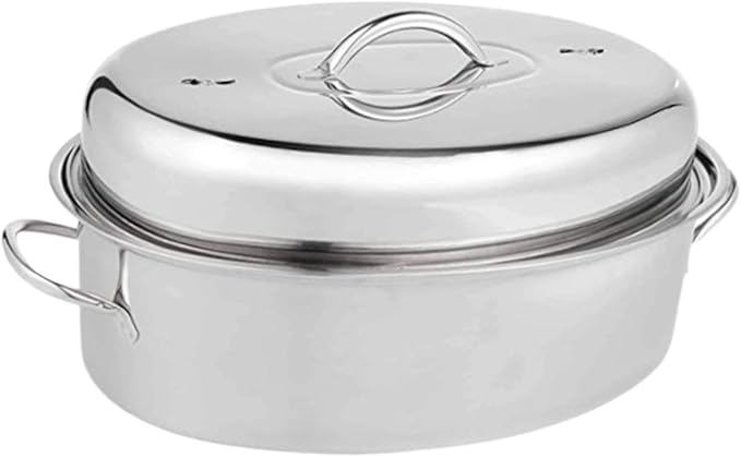 16in Fish Poacher Cooking Pot with Lid Portable Handle Multiuse Baking Tray for Seafood And Eggs, B