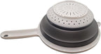 8" Round Space Saving Collapsible Silicone Kitchen Colander Food Strainer with Handle - White (2 Pack)