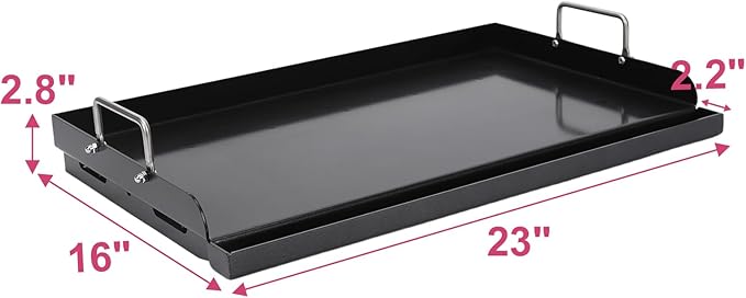 Universal 25" x 16" Nano-Ceramic Nonstick Coating Grill Griddle for Gas Grill, Cast Iron Griddle for Charcoal, Gas Grills, Camping, Flat Top Plate Insert with Grease Groove and Removable Handles