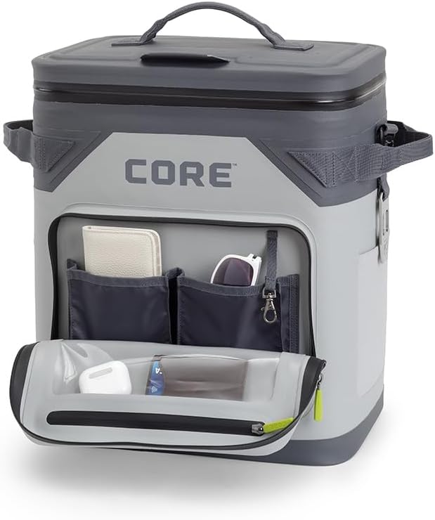 CORE Magnetic Leak Proof Soft Cooler with Waterproof Zipper | Insulated Bag Portable Ice Chest Box | Best Soft Cooler for Food & Beverages for Tailgating, Car Camping, Travel, and Family Beach Picnics