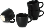 Hasense Ceramic 3 OZ Espresso Cups, Porcelain Espresso Demitasse Cups Set of 4 for Double shot, Lungo and Ristretto, Tiny Italian Expresso Shot Coffee Mugs for Home and Office, Black