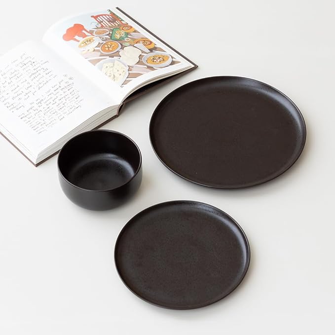 WENSHUO Dinner Plates Set of 6, Chip and Scratch Resistant (Ink Spot Brown, 8.5 Inch)