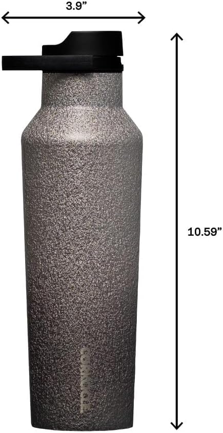 Corkcicle Sport Canteen - Keeps Drinks Cold 25 Hours - Stainless Steel Water Bottle - Triple-Insulated - Spill-Proof - Summer Drinkware Gift - Keeps Drinks Ice Cold - 20 oz - Steel Shadow