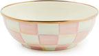 MACKENZIE-CHILDS Enamel Everyday Bowl, Serving Bowl for Entertaining, Extra-Small, Pink-and-White Rosy Check, Set of 1