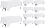 sancua 10 Pack White Tablecloth 60 x 84 Inch, Rectangle Table Cloth for 4ft Tables - Stain and Wrinkle Resistant Washable Polyester Table Cover for Dining Wedding Banquet Party Buffet Restaurant