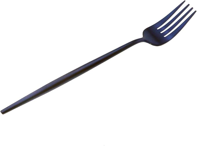 Matte Blue Gugrida 5-Piece 18/10 Stainless Steel Silverware Set, Satin Finish Flatware, Kitchen Utensils, Tableware Travel Cutlery for Camping, Office or School Lunch, Dishwasher Safe