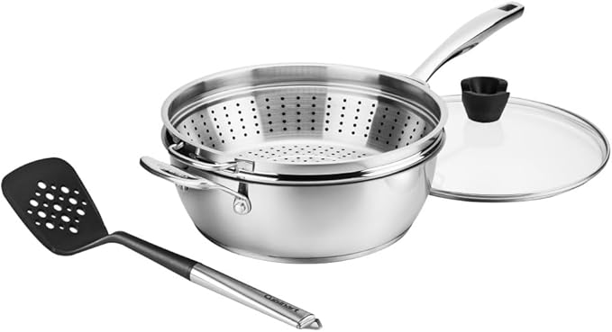 Cuisinart Preferred Pan 4-Pc Set - Stainless Steel (4.5 Qt. Multi-Purpose Pan w/Cover, Steamer, Slotted Turner)