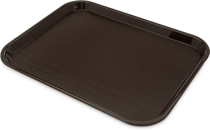 Carlisle FoodService Products Cafe Cafeteria Tray Meal Tray, Fast Food Tray with Patterned Surface for Cafeterias, Fast Food, and Dining Room, Plastic, 14 x 18 Inches, Chocolate, (Pack of 12)