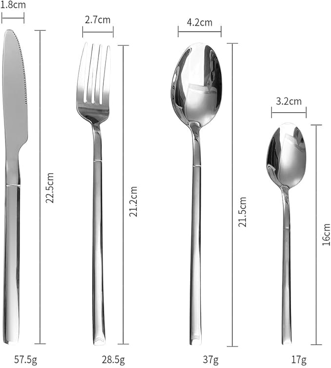 Silverware Set for 4 Modern 16 Piece 18/10 Stainless Steel Square Flatware Set Nice Weight Mirror Polished Kitchen Utensils Cutlery Sets for Home Restaurant Wedding Tableware Dishwasher Safe
