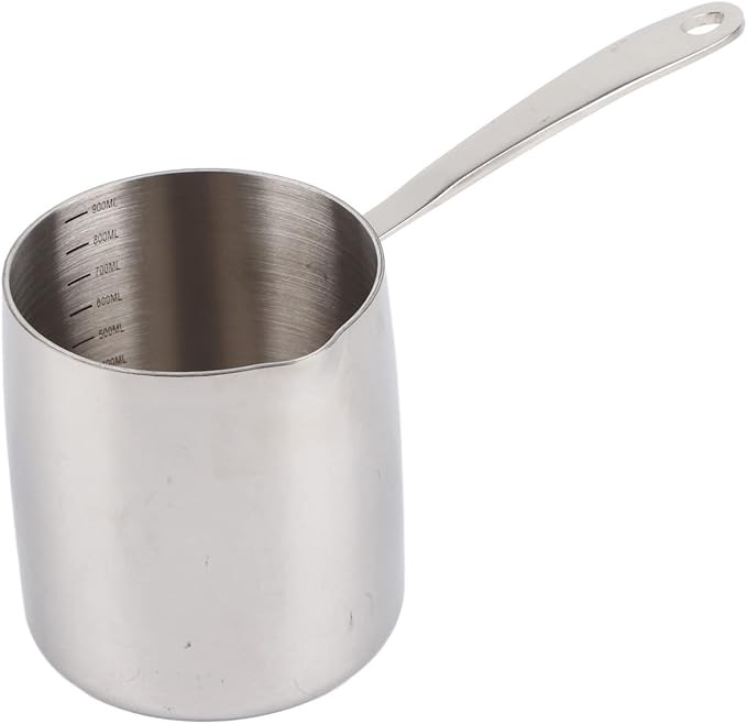 Butter Warmer Pot Quick Heat Conduction Three Layer Stainless Steel Butter Warmer with Accurate Scale Holes (900ML)