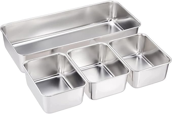 TIKUSAN Stainless Steel Seasoning Container Yakumi Pan Spice Storage Box Tray with Lid Medium Size Made in Japan (3 Containers)