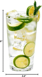 Restaurantware Sumi 19 Ounce Beverage Glasses Set of 6 Fine-Blown Large Drinking Glasses - Tempered Glass Water Glasses Water Juices Or Sodas For Restaurants or Homes