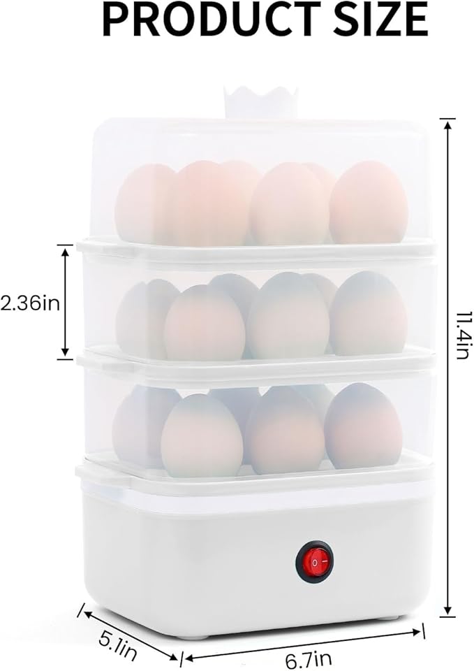 Egg Cooker - 18 Egg Capacity Electric Egg Cooker, can quickly cook hard, medium and soft boiled eggs, poached eggs, scrambled eggs or omelets, with auto shut-off function, Satisfy your food needs