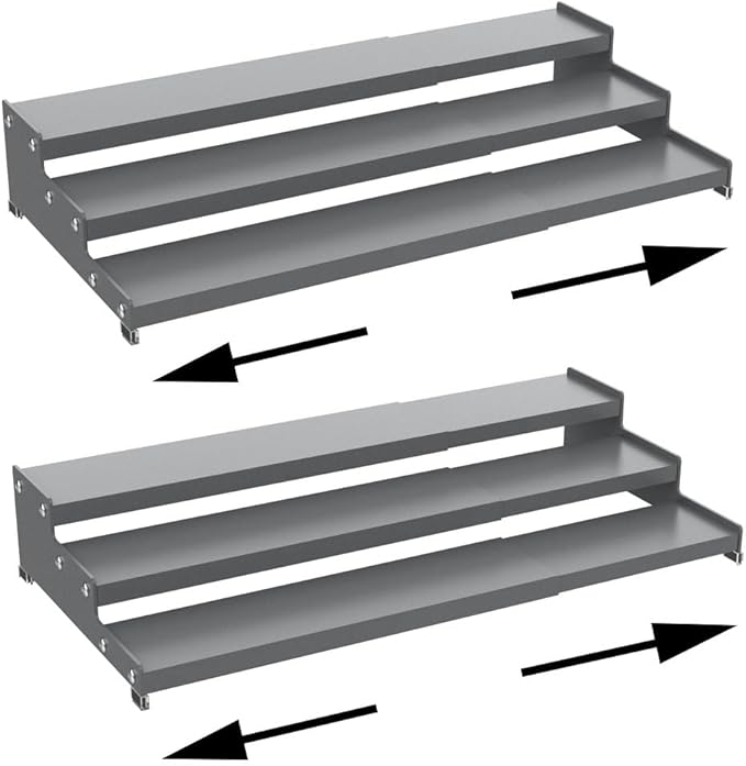 Premium Spice Rack Organizer for Countertops - tiered spice rack organizer for cabinet, spice jars, oil bottles and utensils 2 Packs Grey (modern rust-resistant design)