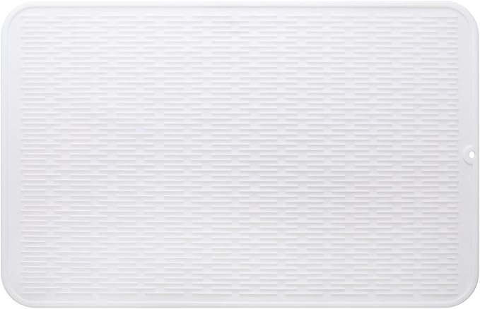 Silicone Dish Drying Mat for Multiple Usage,Easy clean,Eco-friendly,Heat-resistant Silicone Mat for Kitchen Counter or Sink,Refrigerator or Drawer Liner White 3XL 28 inches x 18 inches