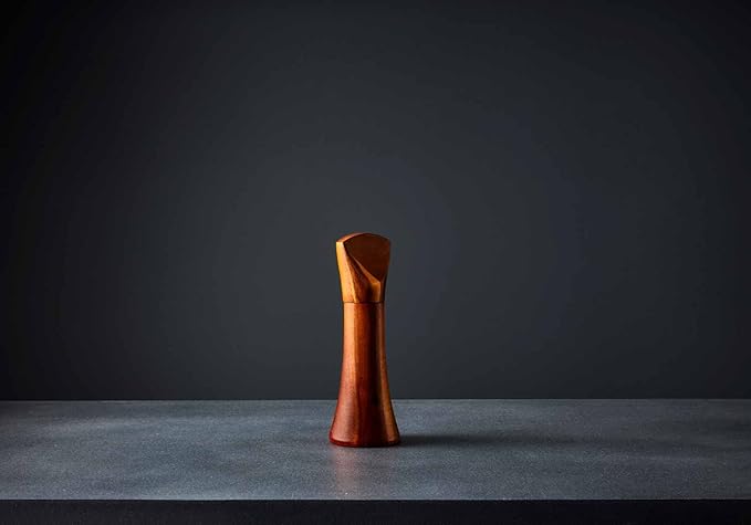nambe Gourmet Collection Contour Pepper Mill | 9.5-Inch | Made with Acacia Wood and Ceramic Mechanism | Refillable Salt Mill Shakers | Designed by Lou Henry