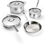 All-Clad D3 3-Ply Stainless Steel Cookware Set – 7-Piece Pots and Pans Set, Induction, Oven Broiler Safe 600F - Includes Frying Pans, Saucepans, Sauté Pan, Stockpot, Professional Cookware – Silver