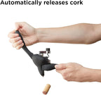 Rabbit W6004N Original Lever Corkscrew Wine Opener with Foil Cutter and Extra Spiral, Black Finish, Smooth Lever Action for Effortless Cork Removal