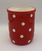ACK Utensil Holder, Utensil Crock, Modern Kitchen Decor, Kitchen Storage(Polka Dots Red)