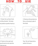 33lbs Adhesive Hooks for Hanging on Wall or Ceiling, Heavy Duty, Clear, Damage Free, Traceless, Stick on Hangers for Kitchen Bathroom, 10pcs