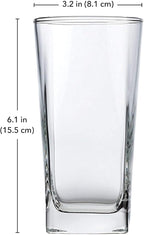 Home Essentials & Beyond Highball Glasses 16 Oz. Set of 4 Tall Square Glass Cups Premium Quality Beverage Cooler Glassware. Uses for Bar Glasses, Water, Juice, and Cocktails.