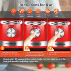 Homtone 16 Cup Food Processor, Large Food Processors, 6 Preset Modes Vegetable Chopper Electric, 6 Blades 8 Functions for Home Use, Stepless Speed Control, 650W, Red