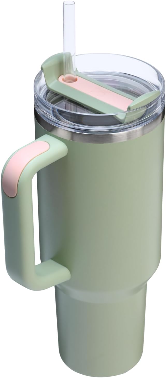 STANLEY Quencher H2.0 Tumbler with Handle and Straw 40 oz | Flowstate 3-Position Lid | Cup Holder Compatible for Travel | Insulated Stainless Steel Cup | BPA-Free | Lichen
