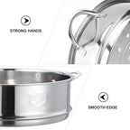 HEMOTON Stainless Steel Stackable Steamer Basket: 22cm Metal Steamer Pot Insert Pan Steaming Cookware for Dumpling Eggs Bun Dim Sum Meat Fish Rice Vegetable
