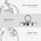 ASCOT Electric Kettle, Glass Electric Tea Kettle Gifts for Men/Women/Family 1.5L 1500W Borosilicate Glass Tea Heater, with Auto Shut-Off and Boil-Dry Protection (Polar White)