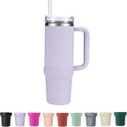 Silicone Boot for Stanley, Cup Bottom Protector Sleeve Accessories for Stanley Quencher H2.0 FlowState Tumbler 20oz/30oz/Stanley Adventure Quencher Tumbler 24oz (Purple)