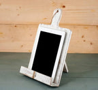 Wedding Gift Wooden Cookbook Stand Chopping Board Style Foldable Recipe Book Stand Holder Easel for Kitchen Text Book Tablet L 9.5 x B 1.5 x H 14 inches (White)
