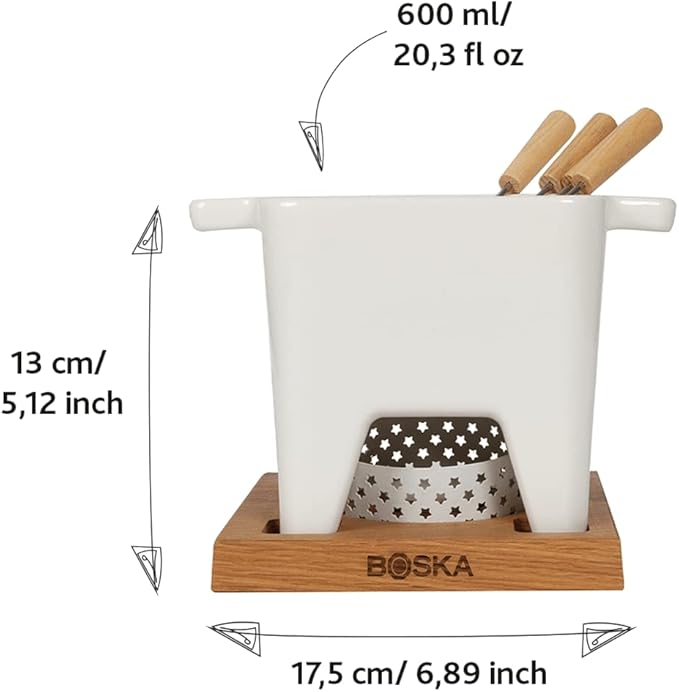 Boska Tealight Tapas Fondue Set - Best for Cheese or Chocolate Sauce - Microwave Safe Ceramic Hot Pot Chocolate Fountain Snack - Wedding Registry Items Small Kitchen Appliances