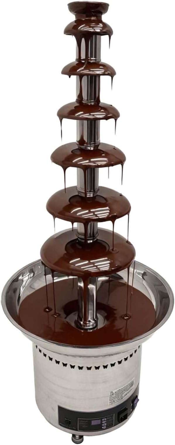 7 Tiers Chocolate Fountain, Stainless Steel Chocolate Waterfall Machine, Hot Cheese Fondue Tower with Automatic temperature control