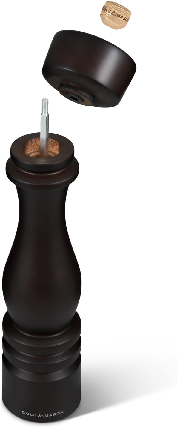 Cole & Mason London Refillable Spice Mill - Kitchen & Home Accessory - Table Salt Grinder - Salt Mill with Ceramic Mechanism - 11", Chocolate Wood