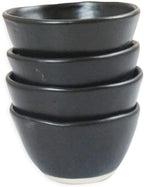 RoRo Handmade Matte Black Ceramic Conical Sauce Bowls - 3 Ounce, Set of 4, Elegant Artisan Crafted Dishes for Dips, Spices, and Condiments, Lead-Free and Cadmium-Free