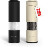 LARS NYSØM Salt and Pepper Grinder Set Manual, Stainless Steel Salt and Pepper Mills with Adjustable Ceramic Grinder I Design Spice Shakers (Black/Beige)