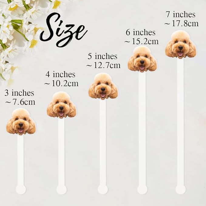 Personalized 50 Pcs Drink Stirrers With Photo Face, Custom Birthday Stir Sticks, 30th - 50th Birthday Party Decorations, 70th 80th 90th Birthday Decor, Pet Birthday Hat Cocktail Sticks DS4