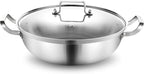 DELARLO Tri-Ply Stainless Steel 14 inch Everyday pan With lid, Everything Pan, Durable Deep Saute Pan, 7QT Induction Cooking Pot,Woks & Stir-Fry Pans Oven Safe Stock Pot