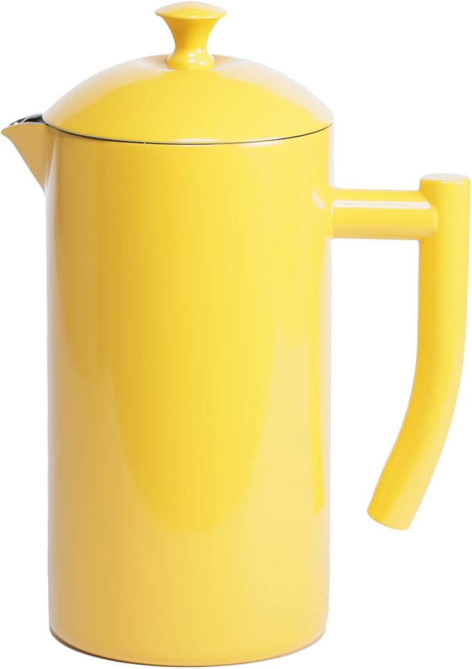 Frieling Stainless Steel French Press Coffee Maker - 34 Fl Oz, Yellow - Double-Walled with Double Filter - Insulated Plastic-Free Coffee Press for Camping & Travel