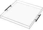 18×16 inches Oversized Clear Acrylic Ottoman Tray with Black Metal Handle and Safe Edge Extra Large Spill-Proof for Serving,Decorative King-Size Organizer Tray for Coffee Table Countertop