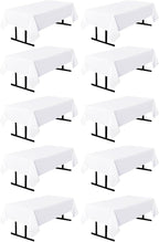 10 Pack White Square Tablecloths, 60 x 102 Inch Stain Resistant and Wrinkle Polyester Fabric Washable Table Clothes Cover for 6 Foot Table, Wedding, Reception Banquet, Birthday Party