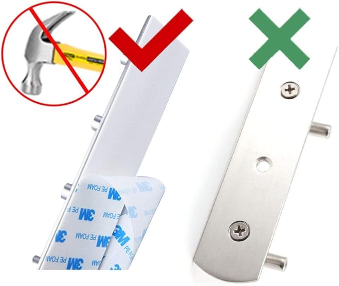 Self Adhesive Stainless Steel Hooks, Wall Mounted Heavy Duty Hanger, Key Rack Towel Hooks for Bathroom, Living Room, Kitchen (4 Hooks)