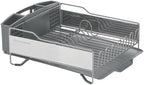 KitchenAid Large Capacity Full Size Rust Resistant Dish Rack with Angled Drain Board and Removable Flatware Caddy, Light Grey